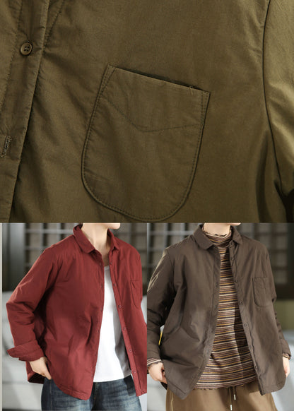 Italian Red Oversized Pockets Fine Cotton Filled Coats Winter