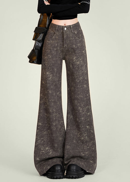 Italian Tie Dye Pockets High Waist Denim Flared Trousers Spring