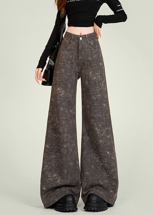 Italian Tie Dye Pockets High Waist Denim Flared Trousers Spring