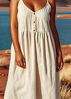 Italian V Neck Linen Spaghetti Strap Dresses Sleeveless