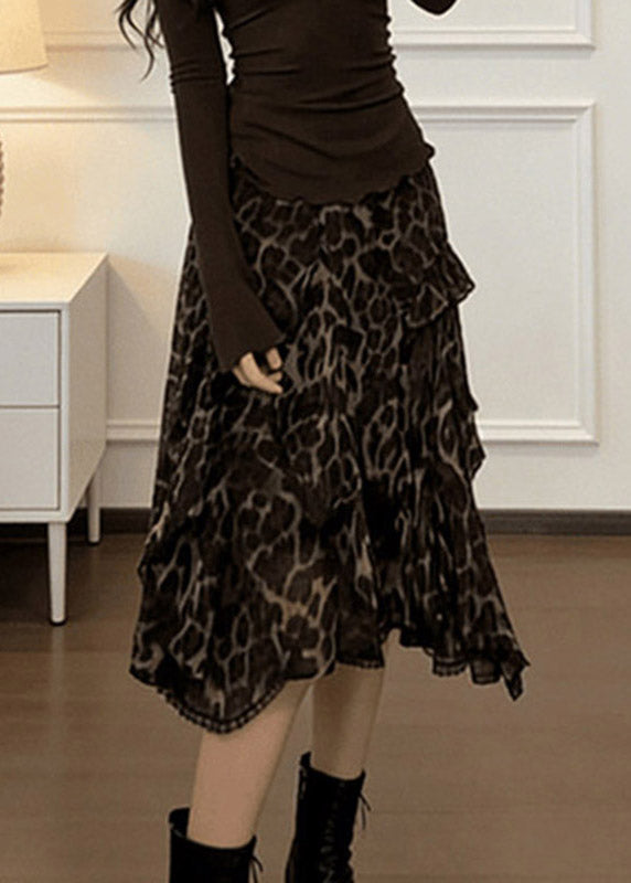 Italian V Neck Print Top And A Line Skirts Two Piece Set Fall