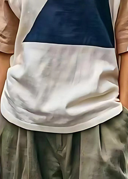 Italian White Oversized Patchwork Linen Beach Vest Summer