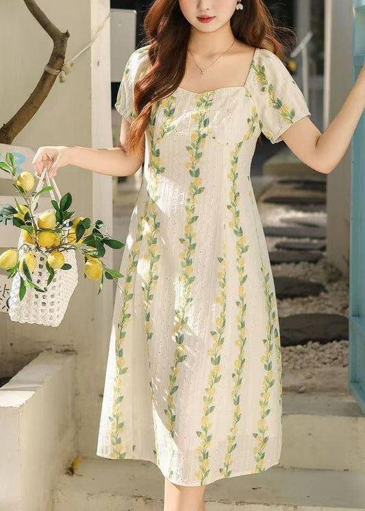 Italian White Print Hollow Out Cotton Maxi Dresses Summer