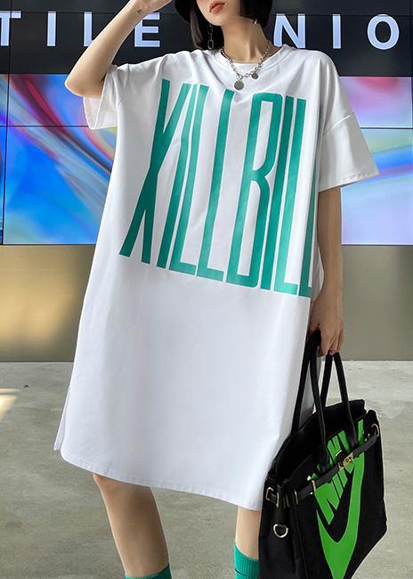 Italian White Side Open Graphic Party Dresses Summer - SooLinen