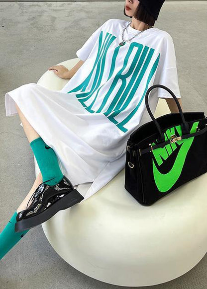 Italian White Side Open Graphic Party Dresses Summer - SooLinen