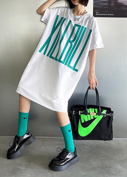 Italian White Side Open Graphic Party Dresses Summer - SooLinen