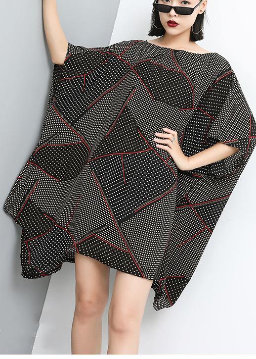 Italian chiffon patchwork color dresses Pakistani Print Pullover Slash Neck Fashion Dress - SooLinen