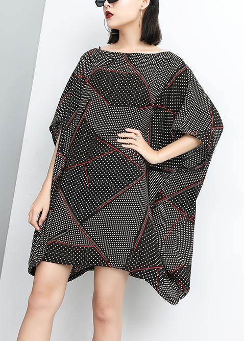 Italian chiffon patchwork color dresses Pakistani Print Pullover Slash Neck Fashion Dress - SooLinen