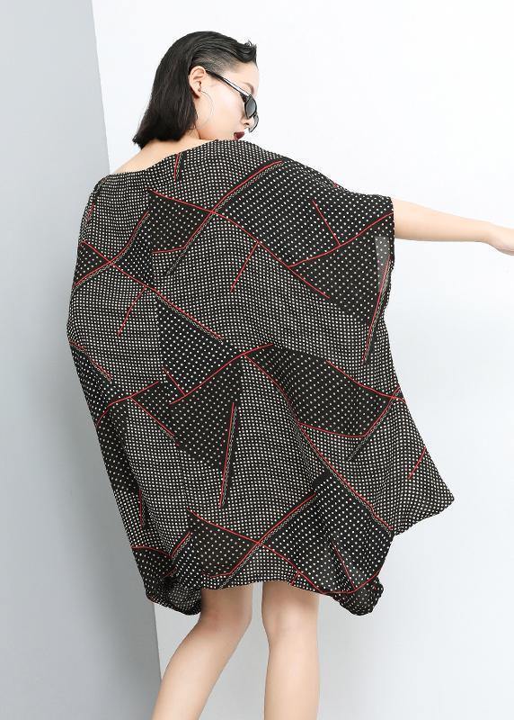 Italian chiffon patchwork color dresses Pakistani Print Pullover Slash Neck Fashion Dress - SooLinen