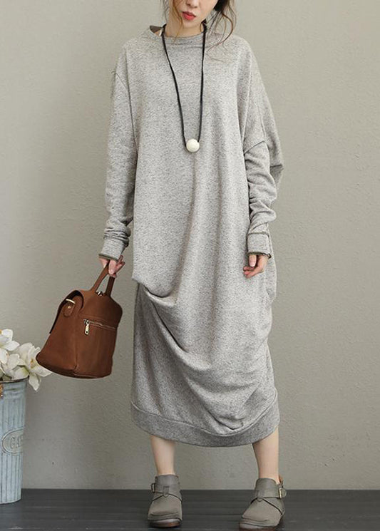 Italian cotton tunics for women Vintage Retro Long Sleeve Irregular Female Dress
