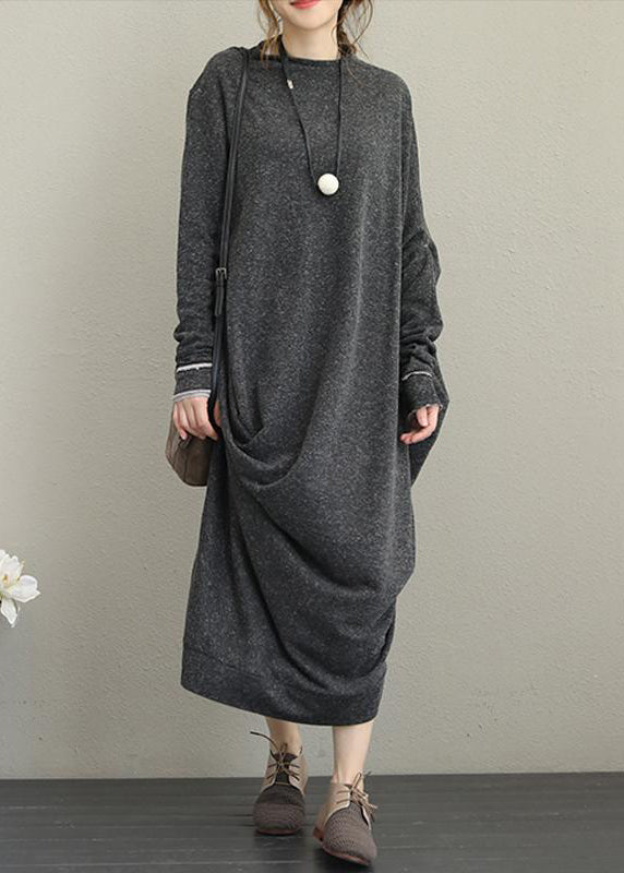 Italian cotton tunics for women Vintage Retro Long Sleeve Irregular Female Dress