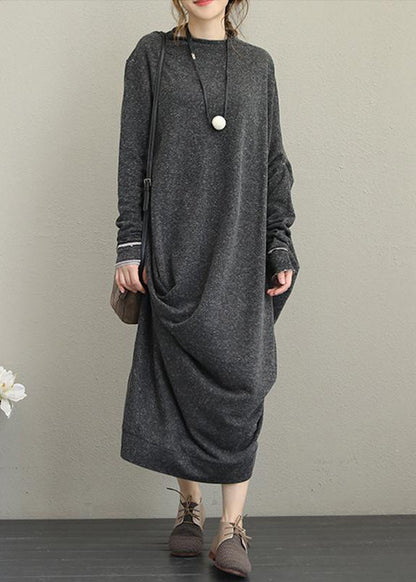 Italian cotton tunics for women Vintage Retro Long Sleeve Irregular Female Dress