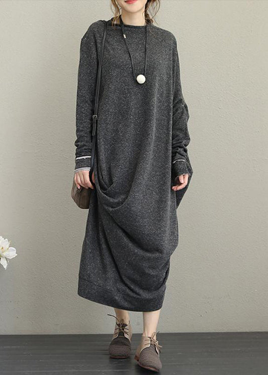 Italian cotton tunics for women Vintage Retro Long Sleeve Irregular Female Dress