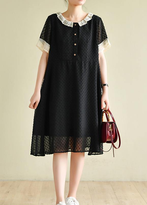 Italian o neck baggy dresses Inspiration black Dresses - SooLinen