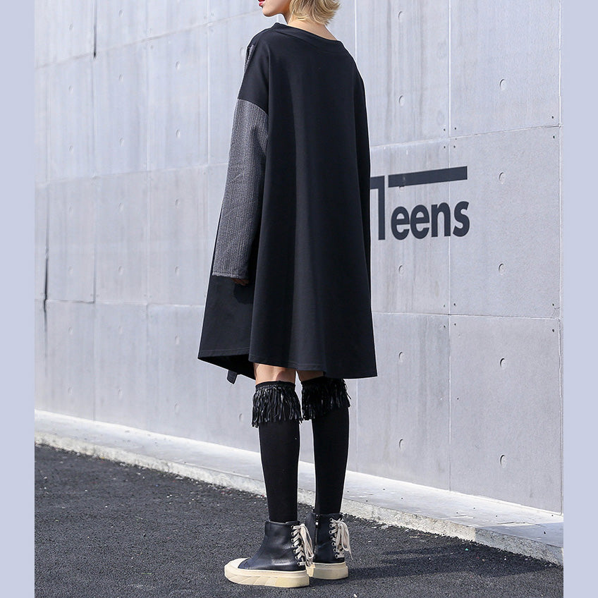 Italian patchwork Cotton quilting clothes Plus Size pattern black Knee Dress