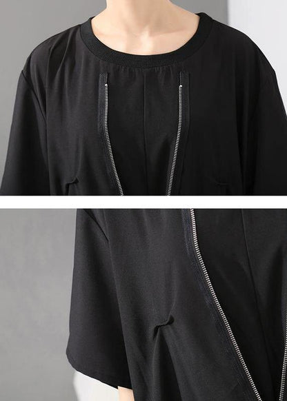 Italian plus size Irregular Cut Loose Round Neck Fashion Dress - SooLinen