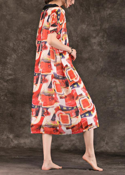 Italian v neck pockets dress multicolor Dress summer - SooLinen