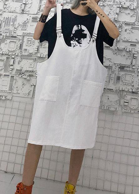 Italian white cotton quilting clothes strap Traveling summer Dress - SooLinen