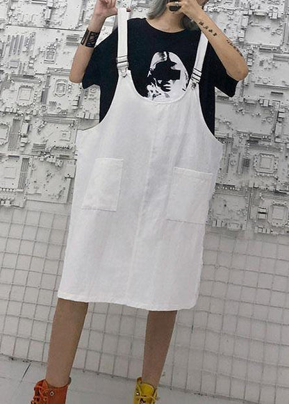 Italian white cotton quilting clothes strap Traveling summer Dress - SooLinen