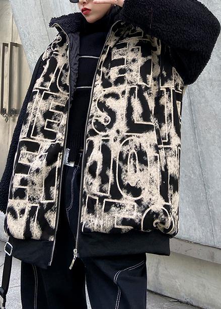 Jacket short heavy winter casual splicing letter tie dye Baseball Jacket - SooLinen