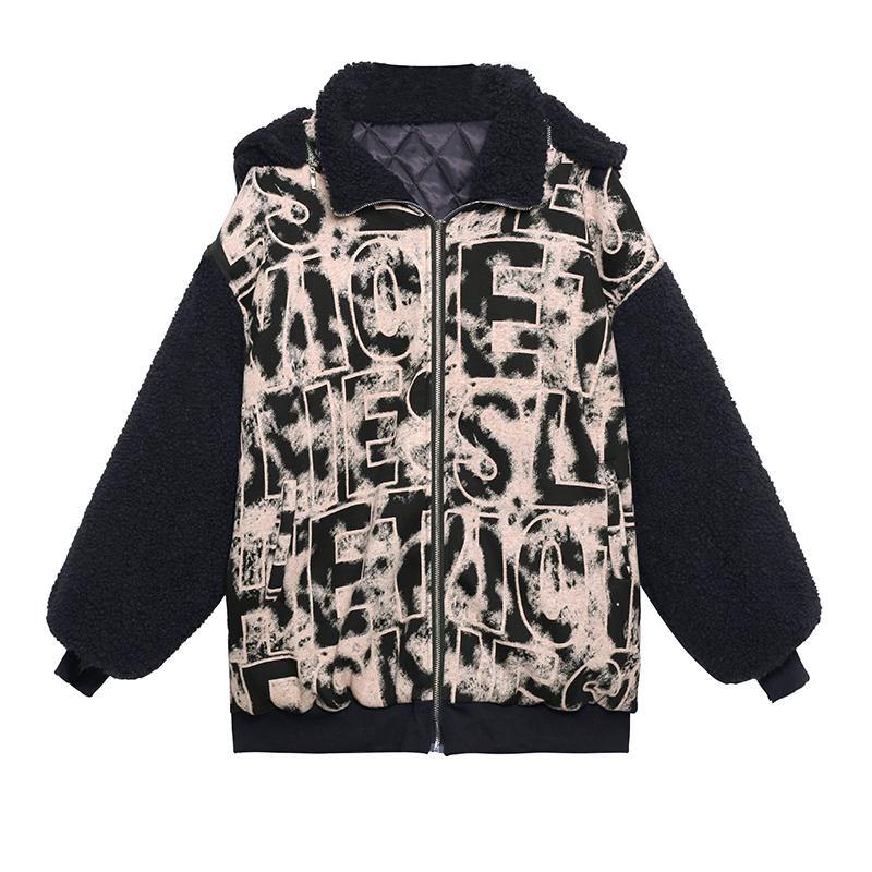 Jacket short heavy winter casual splicing letter tie dye Baseball Jacket - SooLinen