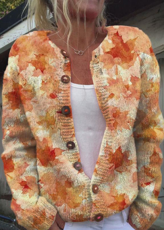 Jacquard Pink Button Cozy Knit Cardigan Spring