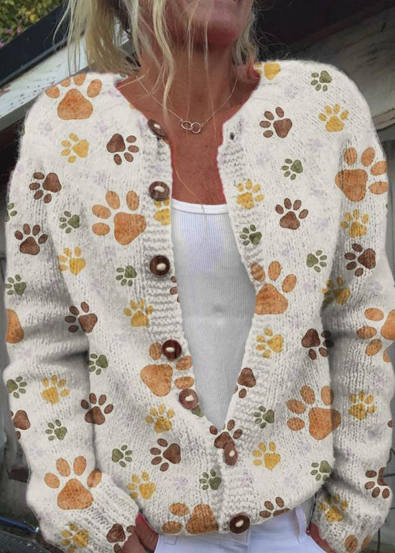 Jacquard Pink Button Cozy Knit Cardigan Spring