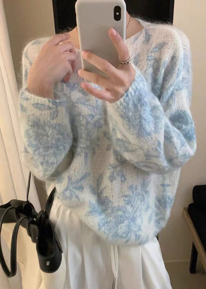 Jacquard Pink Embroidered Zircon Wool Knit Sweaters Spring