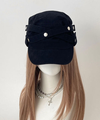 Japanese Casual Versatile Grey Rivet Rquestrian Hat