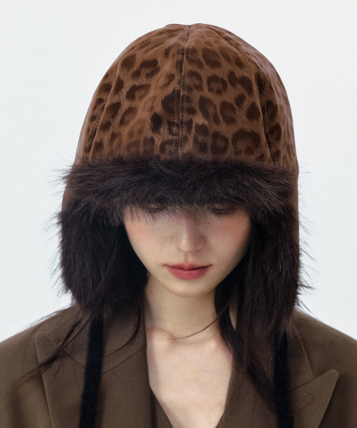 Japanese Korean Leopard Print Warm Fleece Ear Protection Hat Winter