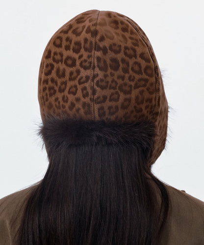Japanese Korean Leopard Print Warm Fleece Ear Protection Hat Winter