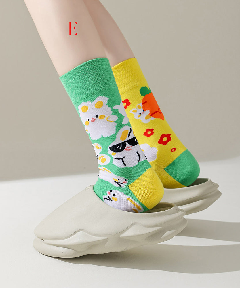Japanese Style Asymmetrical Jacquard Fashion Mid Tube Socks