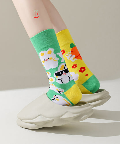 Japanese Style Asymmetrical Jacquard Fashion Mid Tube Socks