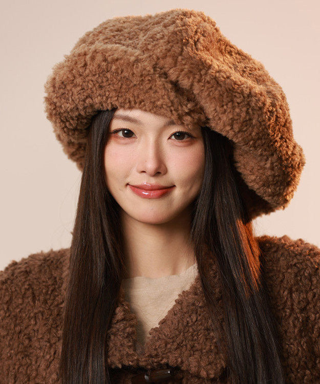 Japanese Style Brown Large Version Fuzzy Fur Fluffy Hat