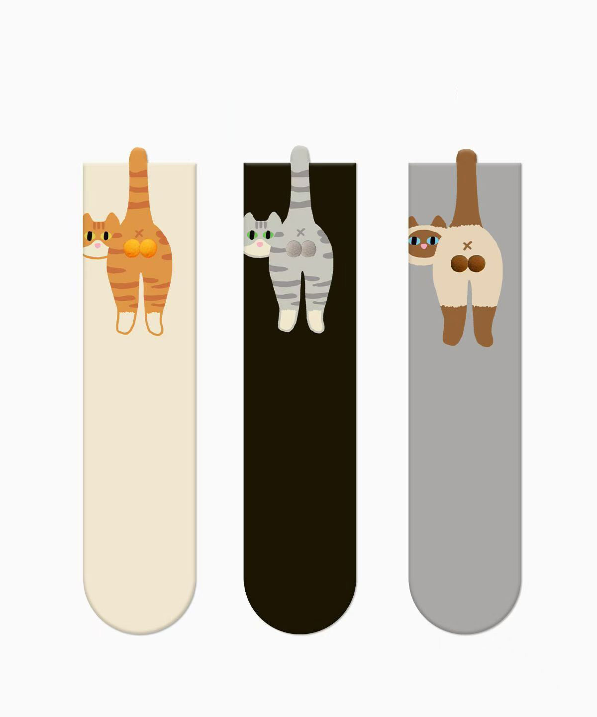 Japanese Style Cartoon Cute Cat Combed Cotton Mid Calf Socks