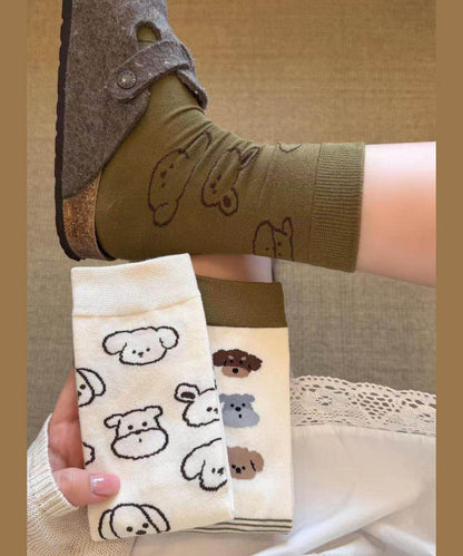 Japanese Style Cute Cartoon Jacquard Mid Calf Socks