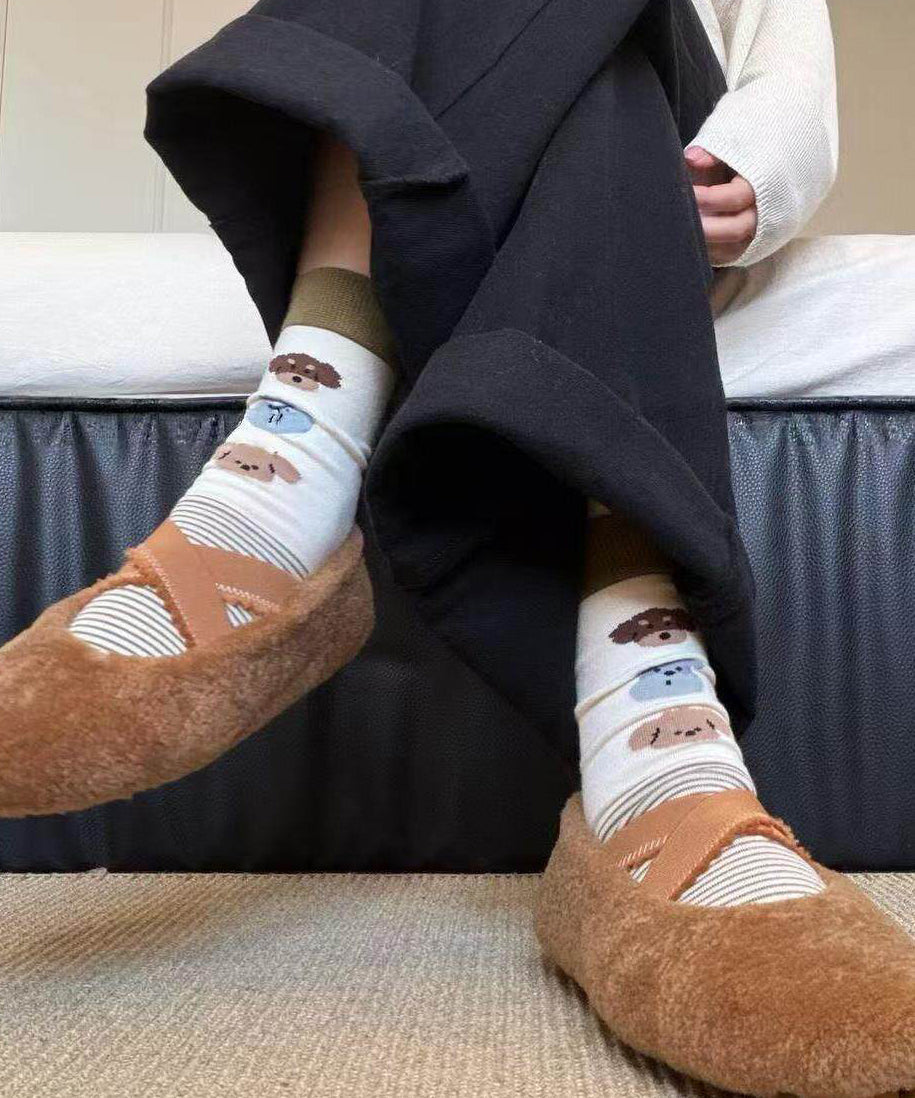 Japanese Style Cute Cartoon Jacquard Mid Calf Socks