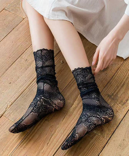 Japanese Style Thin Lace Mid Calf Socks Summer