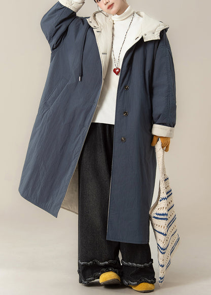 Japanese Style Wear On Both Sides Hooded Cotton Filled Coat Winter