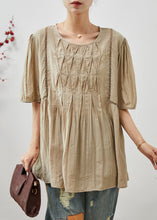 Load image into Gallery viewer, Khaki Cotton Tank Tops Oversized Wrinkled Summer