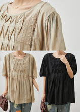 Load image into Gallery viewer, Khaki Cotton Tank Tops Oversized Wrinkled Summer