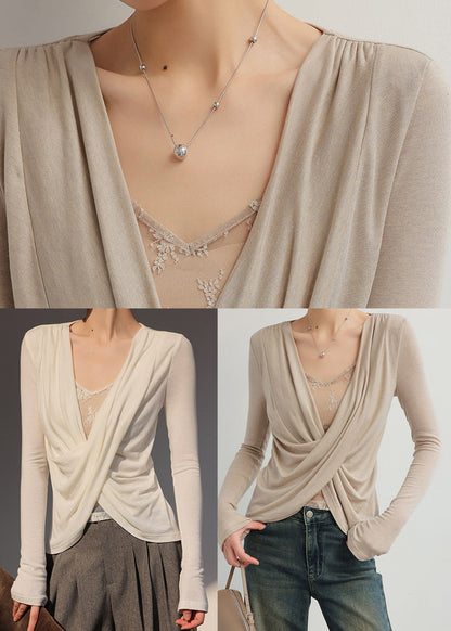 Khaki Cotton UPF 50+ Tops Cross Strap Summer