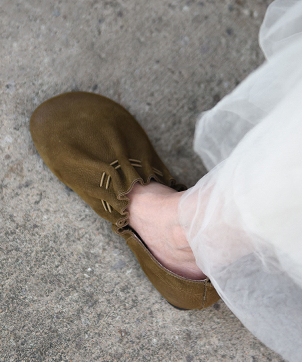 Khaki Flat Shoes For Women Wrinkled Flat Feet Shoes