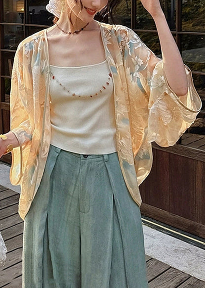 Khaki Original Design Silk Loose Coat V Neck Fall