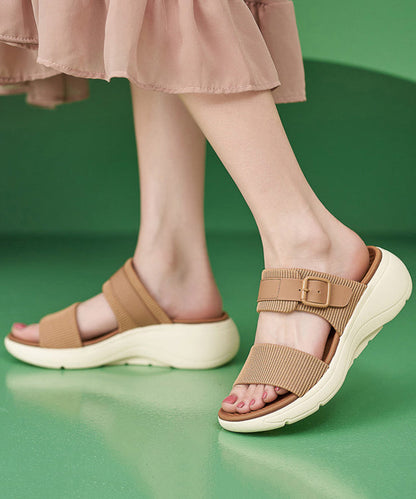 Khaki Wedge Knit Fabric DIY Peep Toe Flip Flops