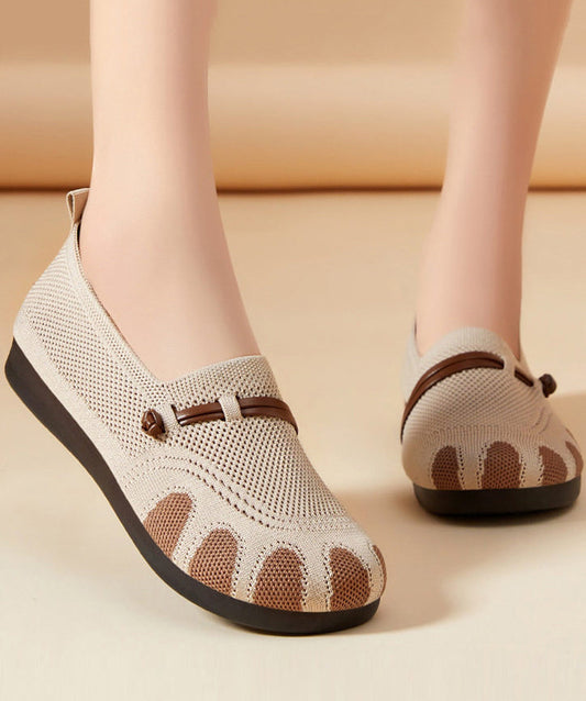 Knit Fabric Flat Feet Shoes Beige Flat Shoes