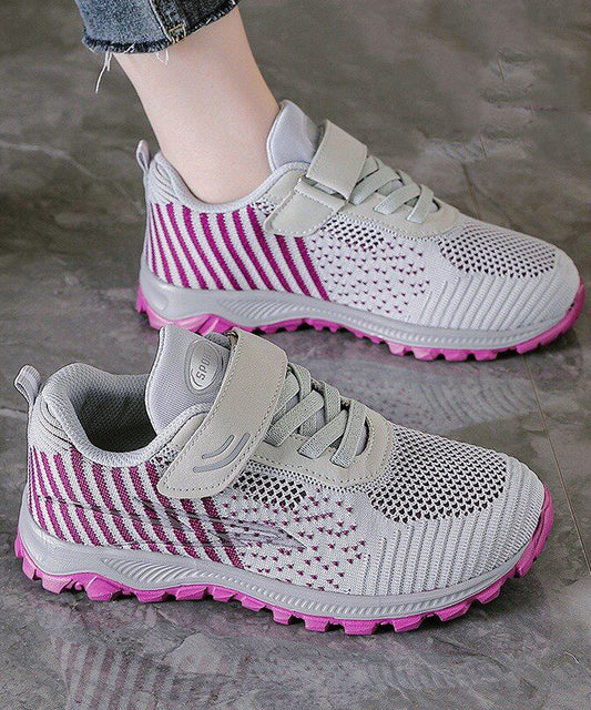 Knit Fabric Flat Feet Shoes Buckle Strap Flat Shoes