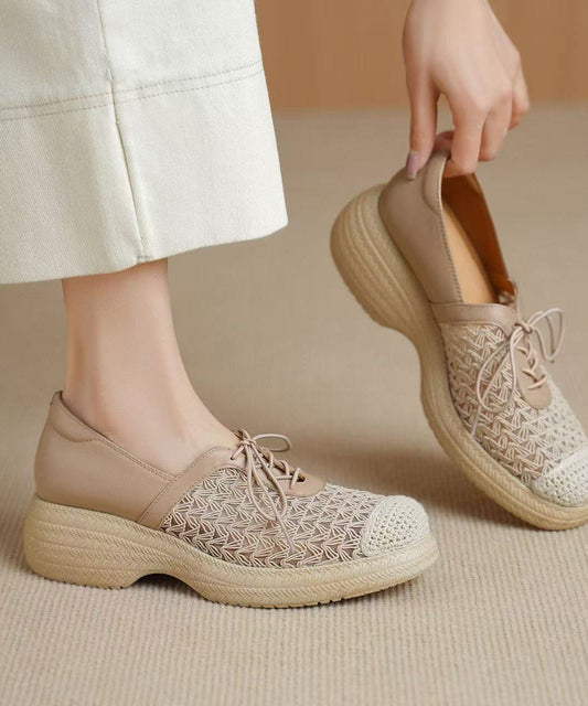 Knit Fabric Flat Feet Shoes Cross Strap Splicing Flat Feet Shoes