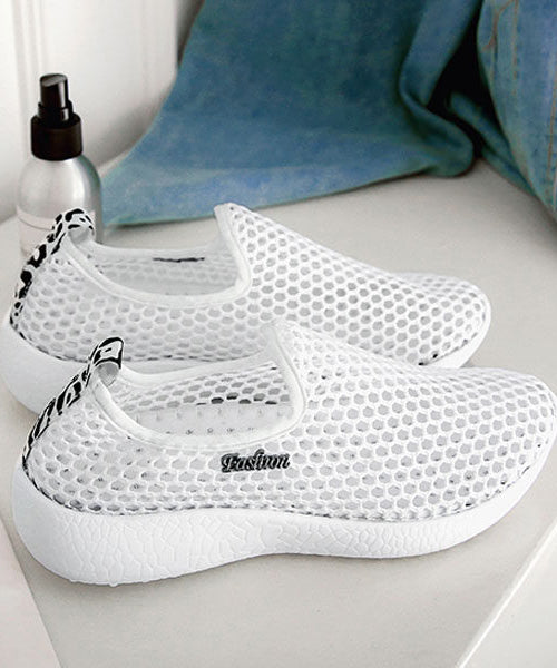 Knit Fabric Flat Feet Shoes Red Hollow Out Flat Shoes