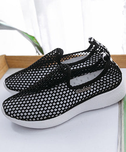 Knit Fabric Flat Feet Shoes Red Hollow Out Flat Shoes